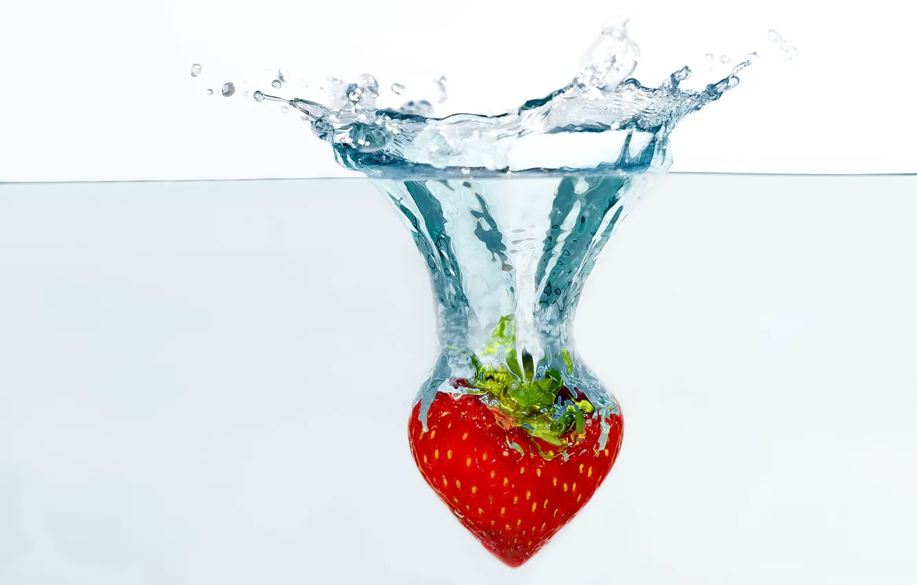 Photo wallpaper splash, strawberry, Splash