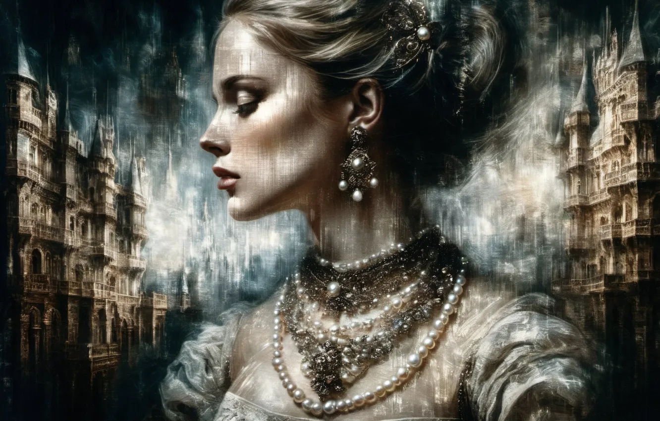Photo wallpaper girl, styling, painting, canvas