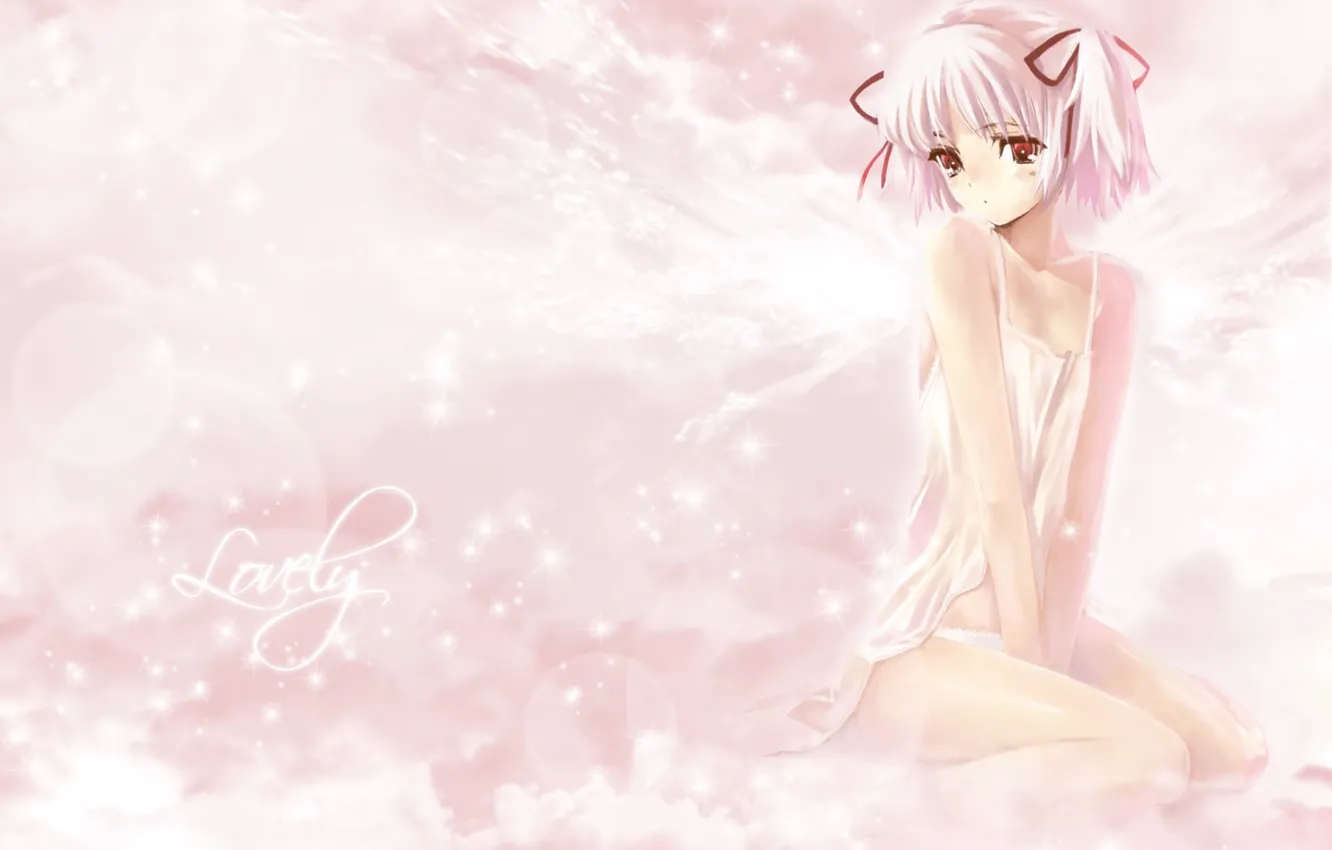 Photo wallpaper clouds, pink, Anime