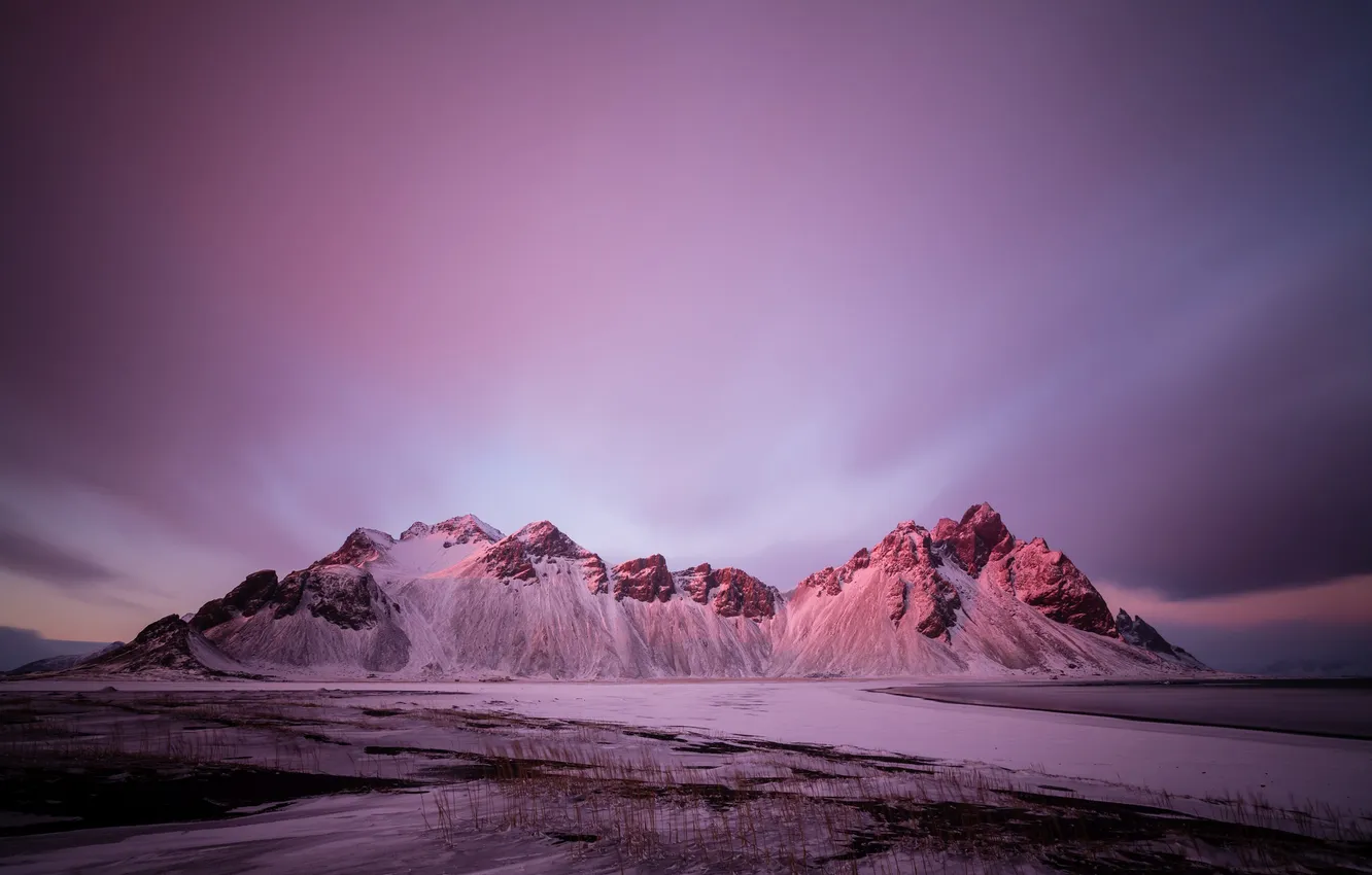 Photo wallpaper the sky, snow, mountains, Iceland, Vestrahorn, Stockksness