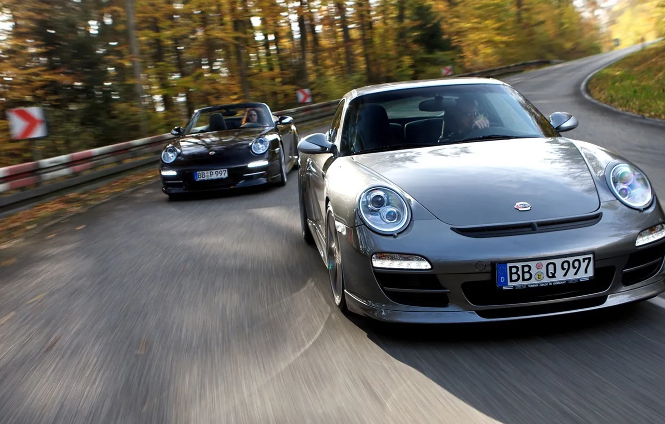 Photo wallpaper car, 911, Porsche, Double, Carrera, Turbo, corner, taking