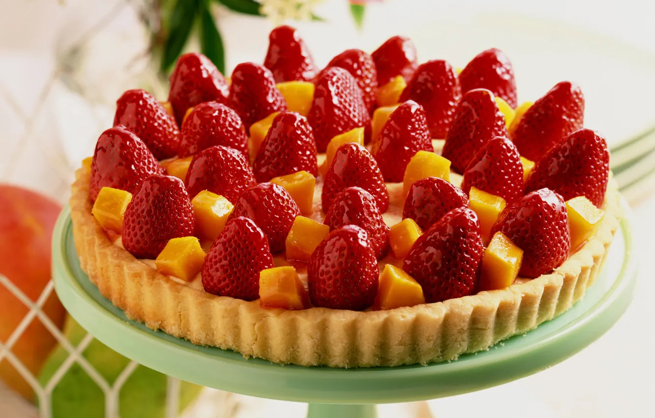 Photo wallpaper strawberry, sweets, cake, cream, dessert, cake