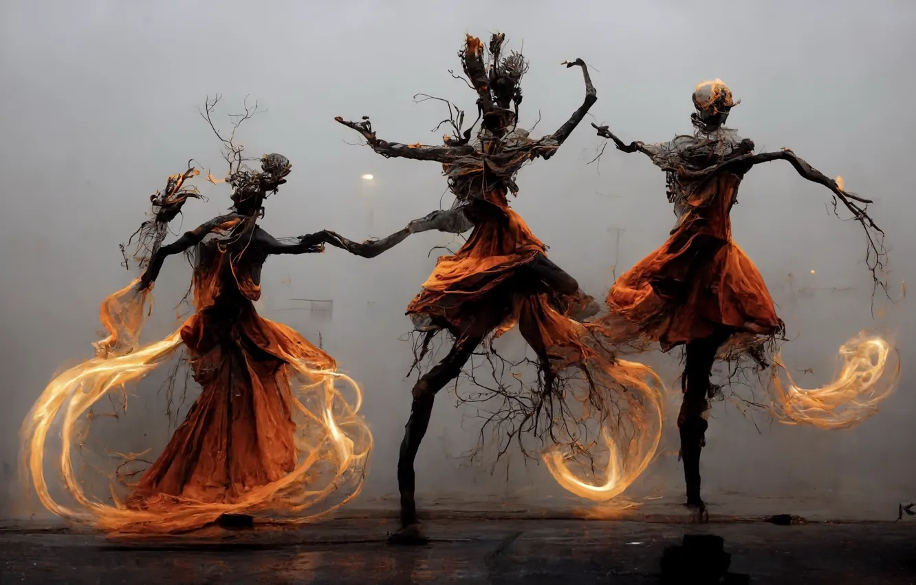 Photo wallpaper fire, dance, figure