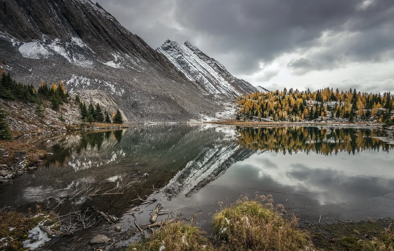 Photo wallpaper autumn, mountains, lake