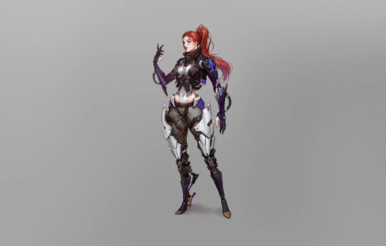 Photo wallpaper red, girl, art, mech, Minimalism, Cyber, by Gyuri Park, Gyuri Park