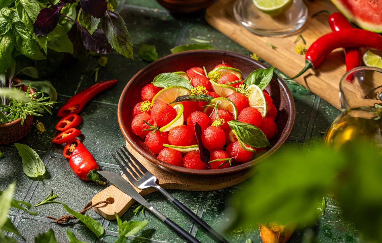 Photo wallpaper pepper, bowl, dessert