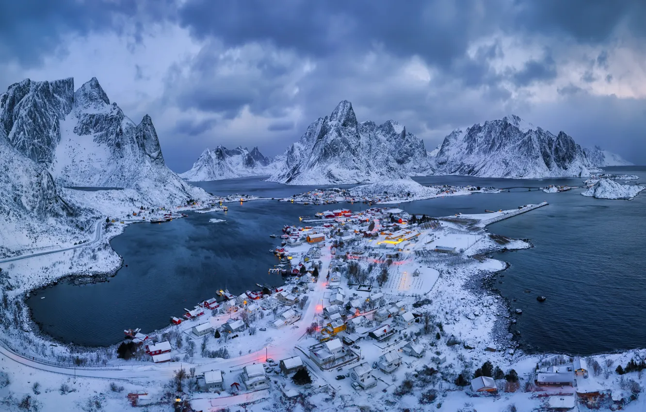 Photo wallpaper winter, Bay, Pure