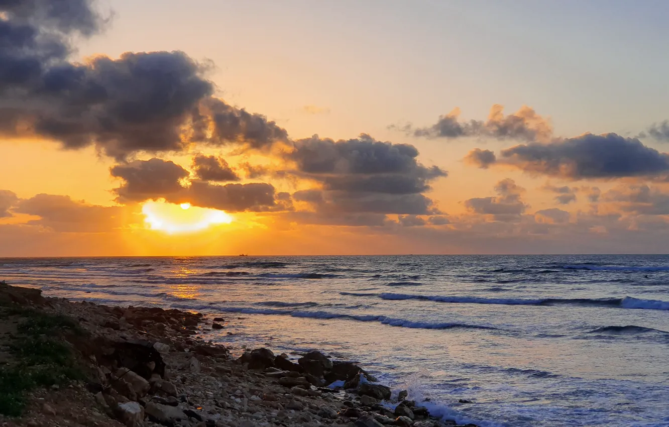 Photo wallpaper sea, sun, israel