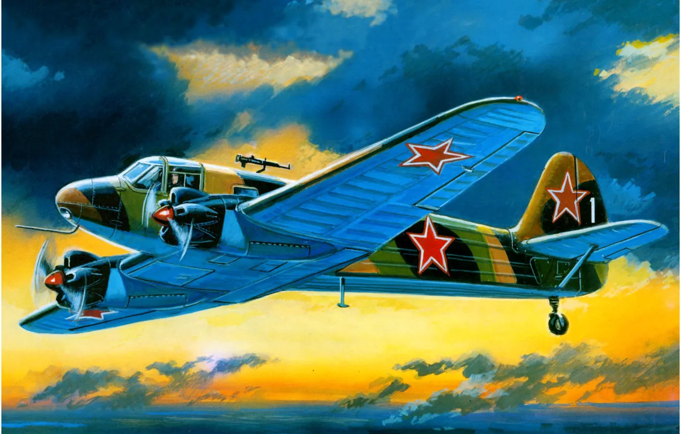 Photo wallpaper art, airplane, painting, aviation, Yakovlev Yak-6