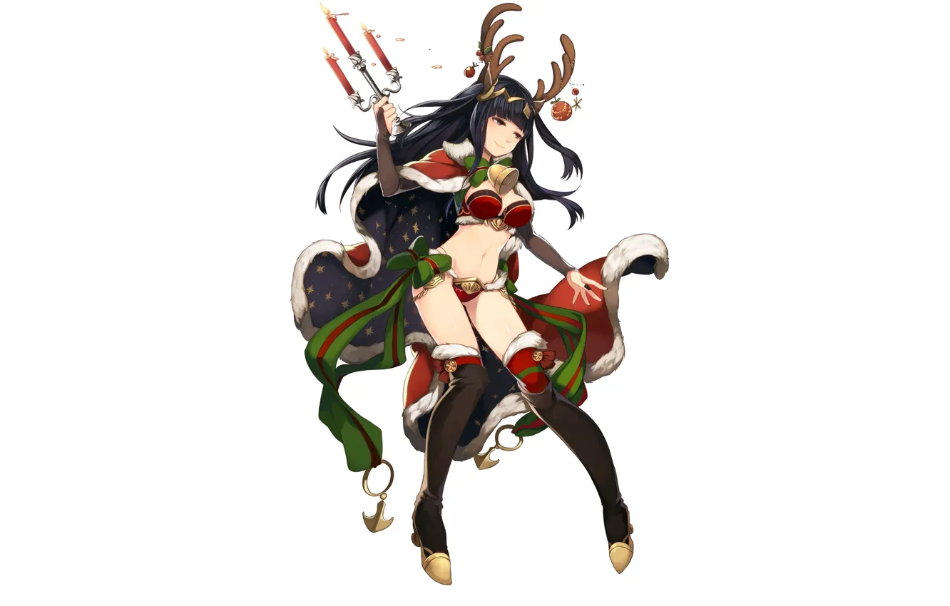 Photo wallpaper girl, sexy, lingerie, bra, cleavage, panties, thighhighs, long hair