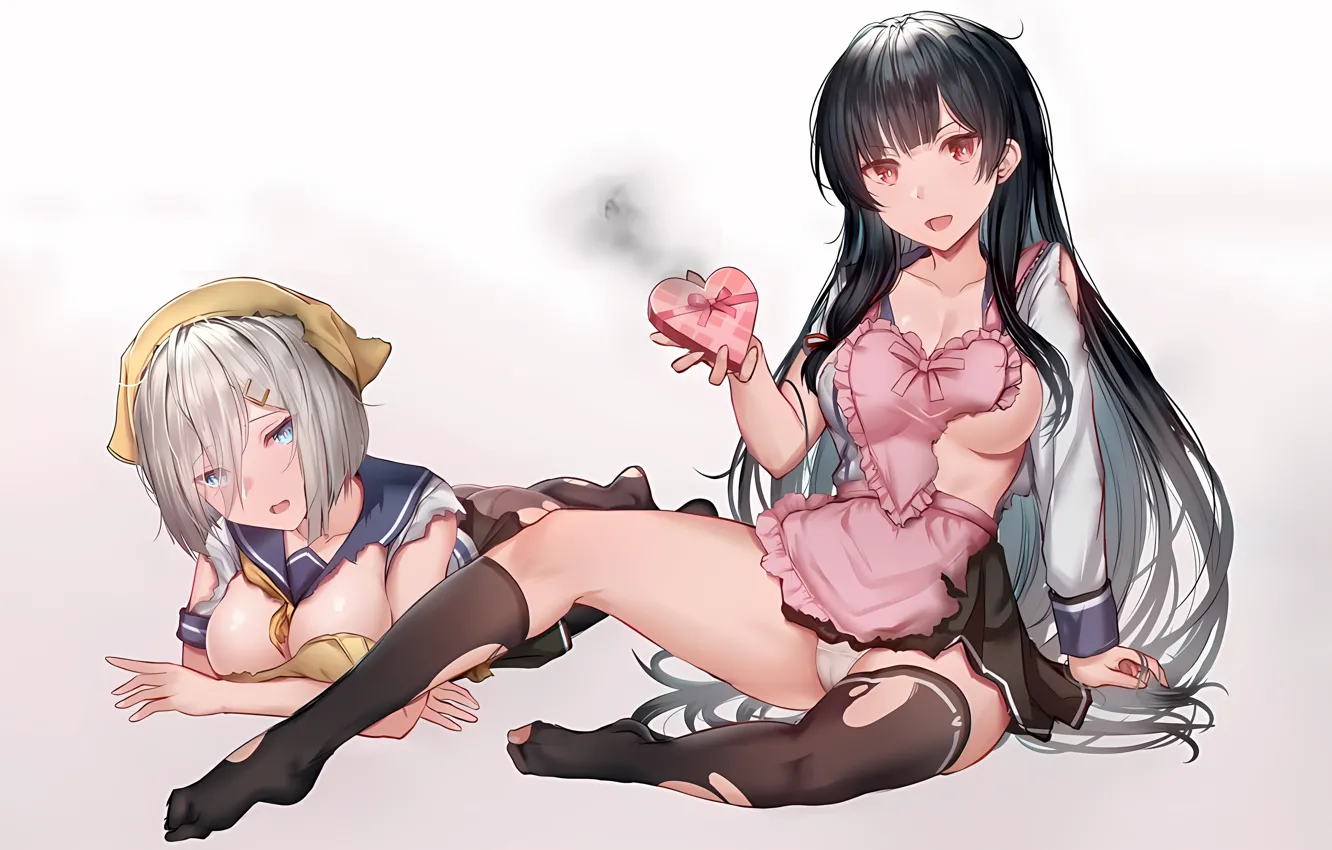 Photo wallpaper sexy, lingerie, Cameltoe, cleavage, panties, thighhighs, long hair, legs