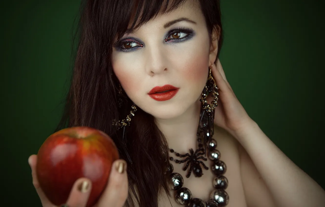 Photo wallpaper girl, apples, portrait