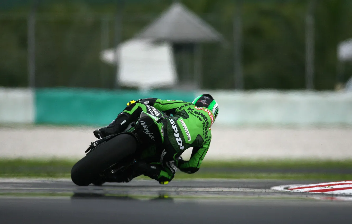 Photo wallpaper road, race, sport, speed, turn, motorcycle, Kawasaki, MotoGP