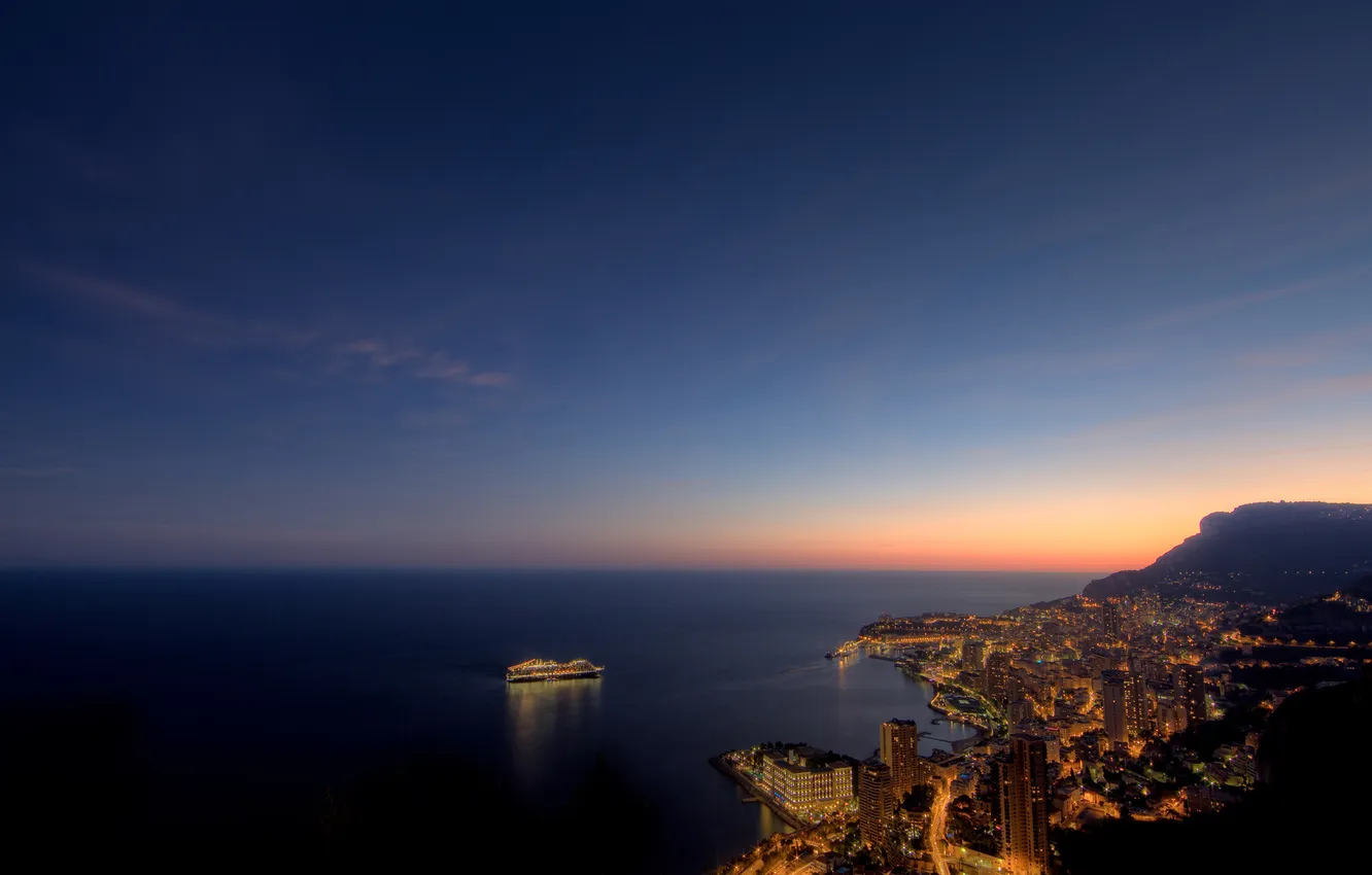 Photo wallpaper night, Monaco, monaco