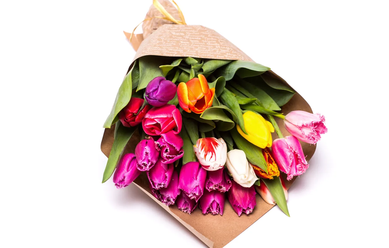 Photo wallpaper flowers, yellow, tulips, pink, tulips, multicolored, bouquets