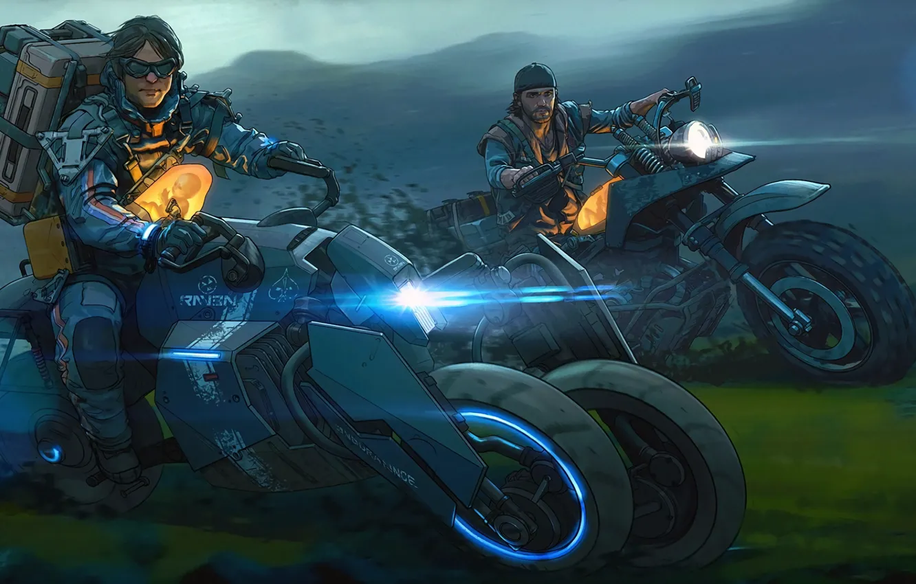 Photo wallpaper motorcycle, motorcycle, Norman Reedus, Death Stranding, Days Gone