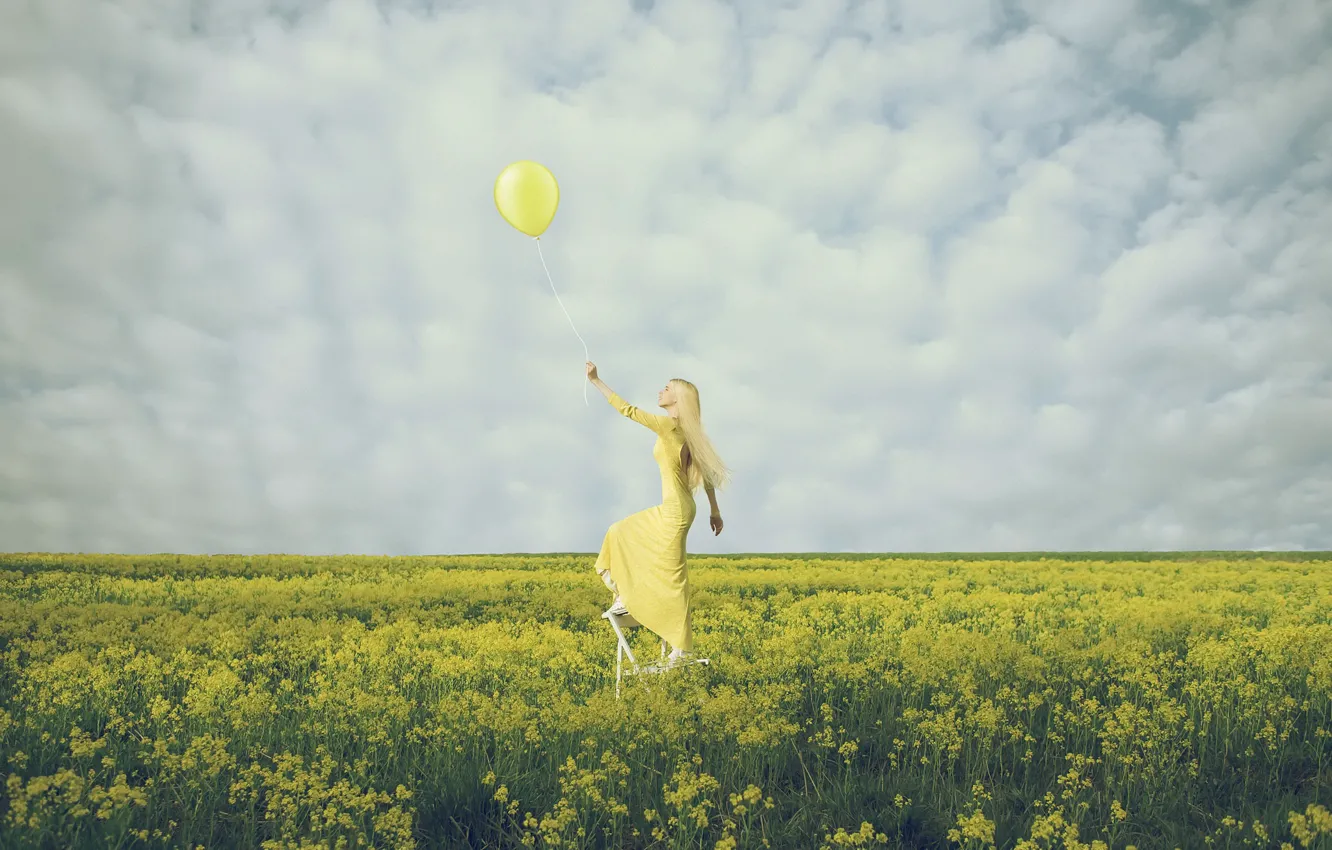 Photo wallpaper field, girl, balls, rape