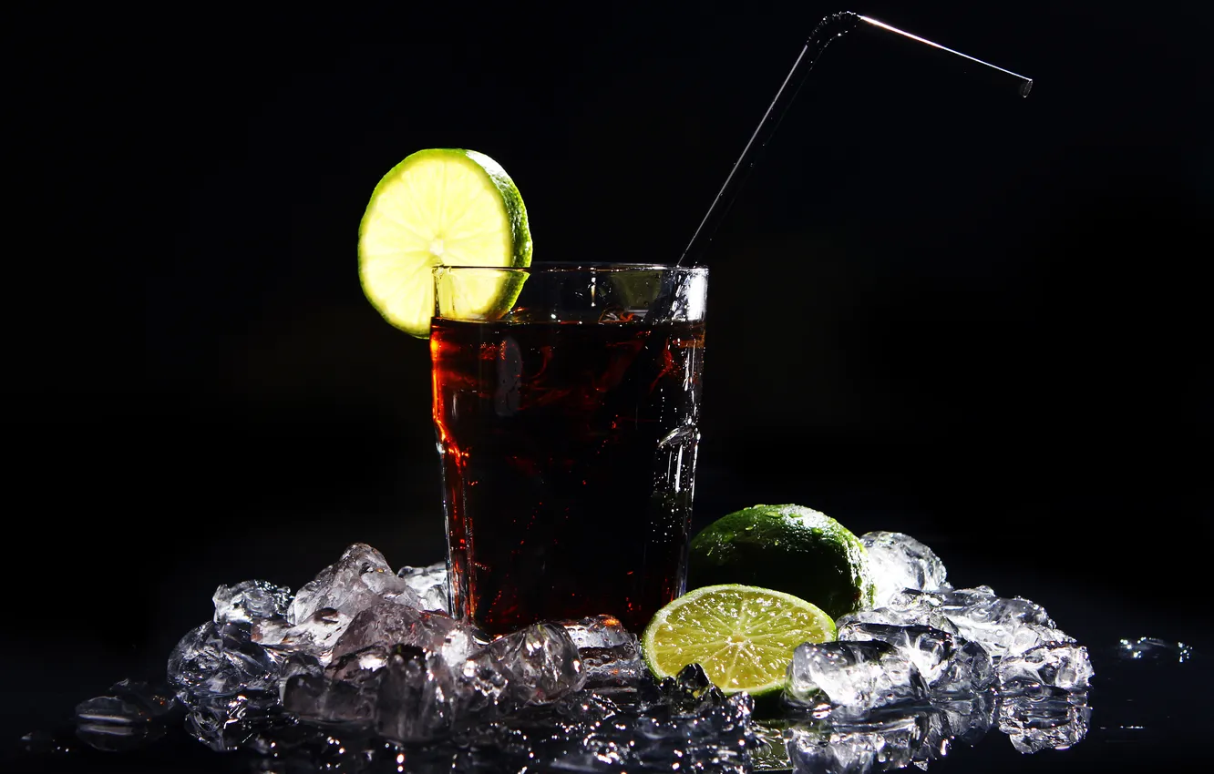 Photo wallpaper fresh, cola, drink, green lime