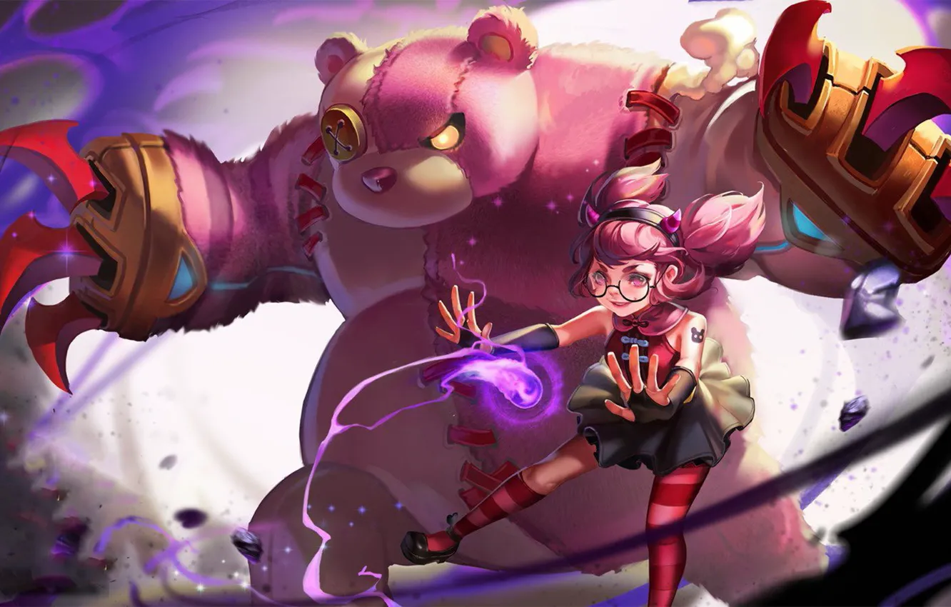Photo wallpaper the game, bear, glasses, girl, King of Glory, The king of glory