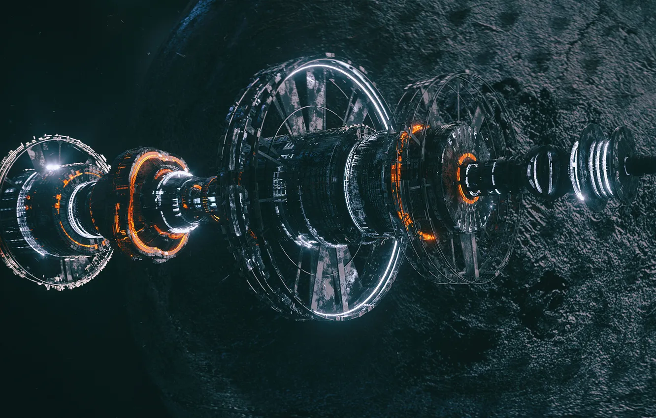 Photo wallpaper space, spaceship, planet, digital art, artwork, futuristic, KRESIMIR JELUSIC