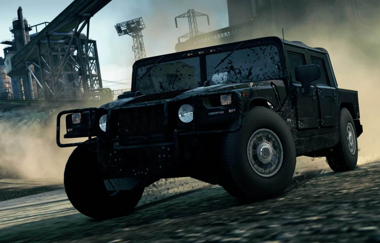 Photo wallpaper race, dust, dirt, SUV, need for speed most wanted 2, Hammer