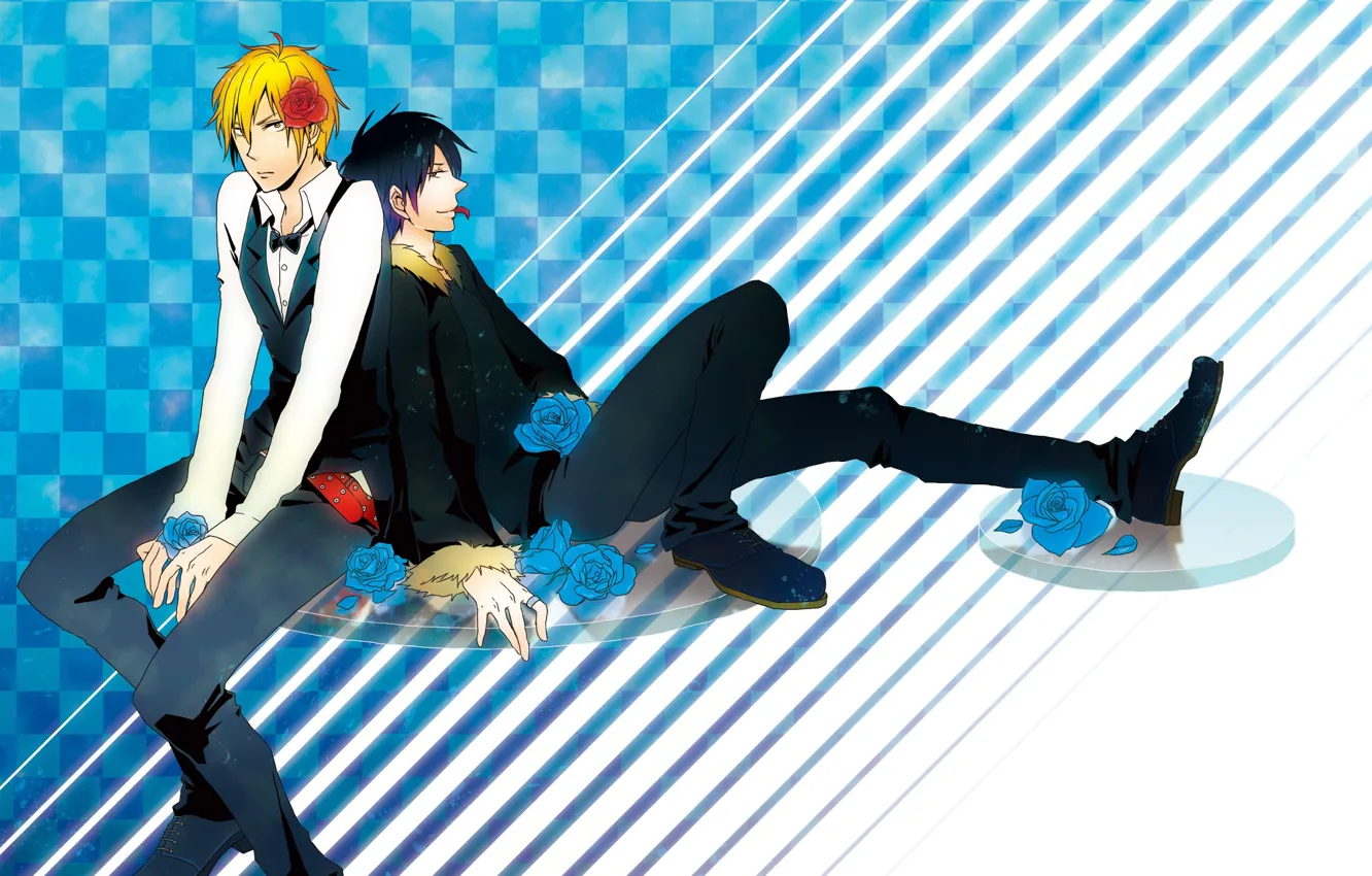 Photo wallpaper roses, guy, Durarara, Durarara, Of Izaya Orihara, Heiwajima Shizuo
