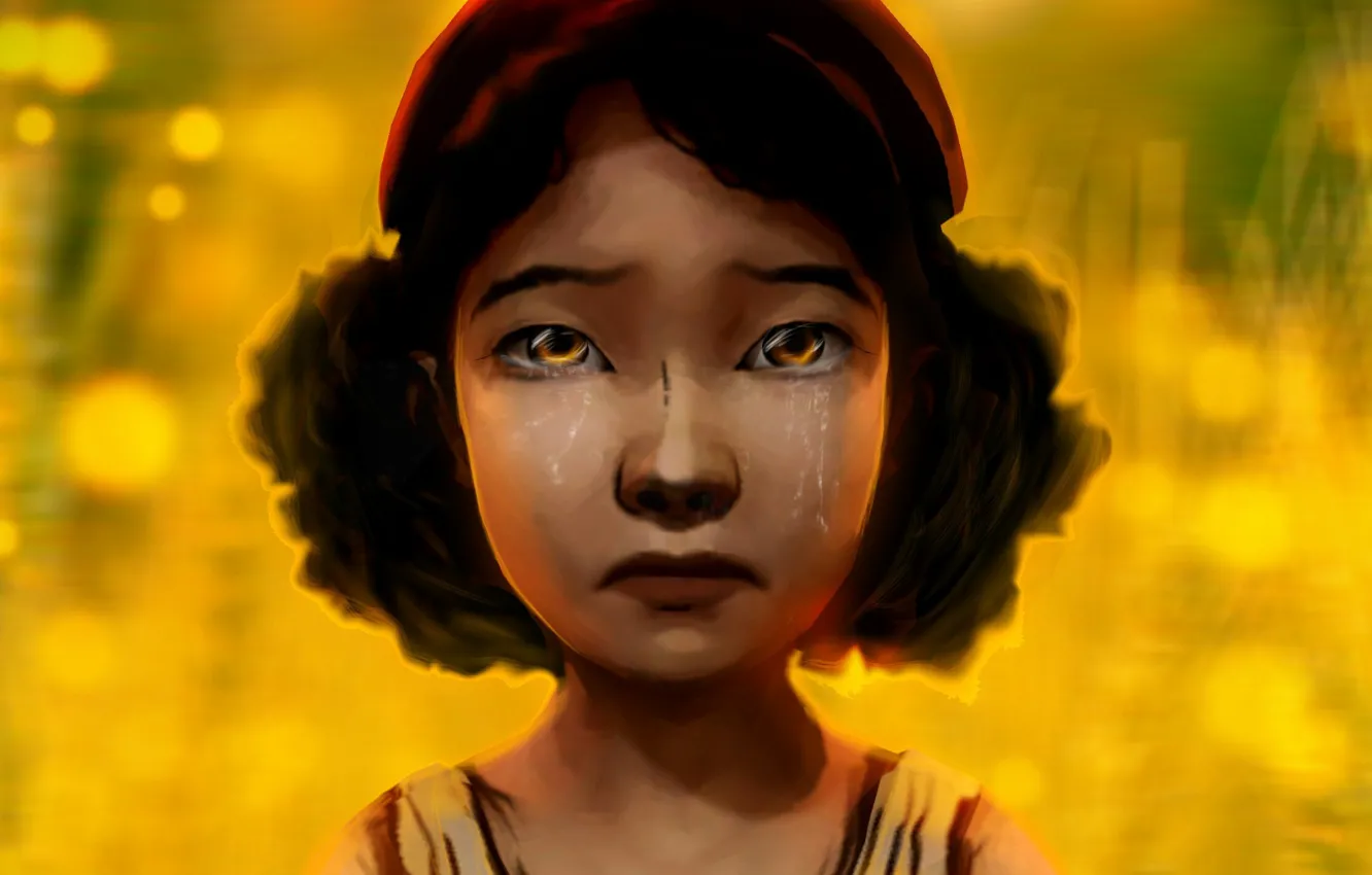 Photo wallpaper game, tears, clementine, walking dead, Clementine