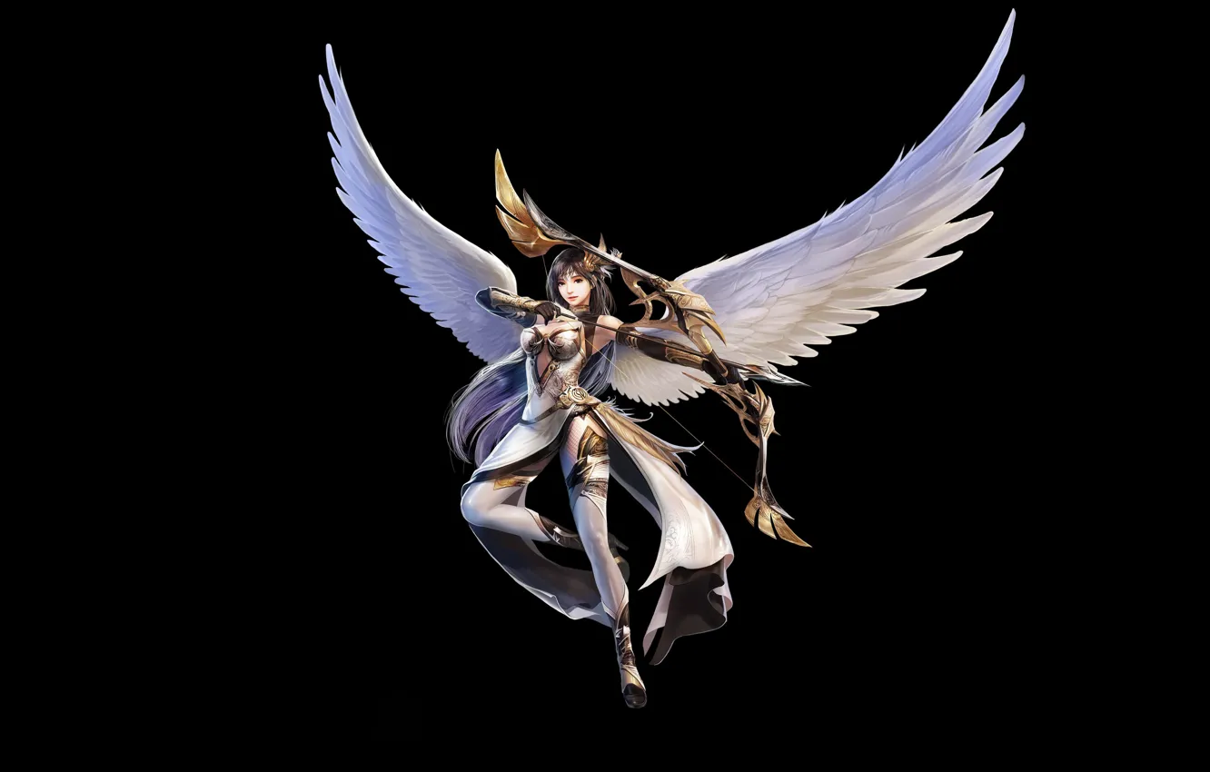 Photo wallpaper girl, fantasy, armor, art, wings, beautiful, angel, asian