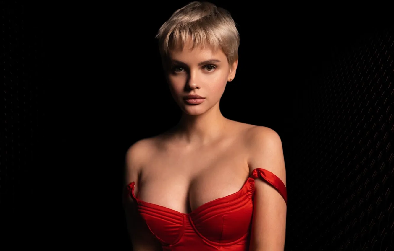 Photo wallpaper chest, look, girl, face, model, blonde, neckline, beautiful