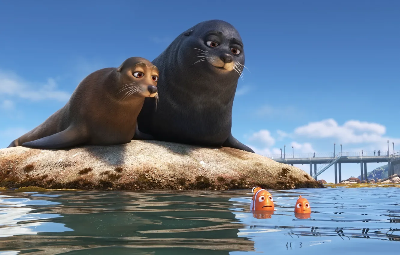 Photo wallpaper cinema, animation, wallpaper, Disney, Pixar, seal, sky, sea