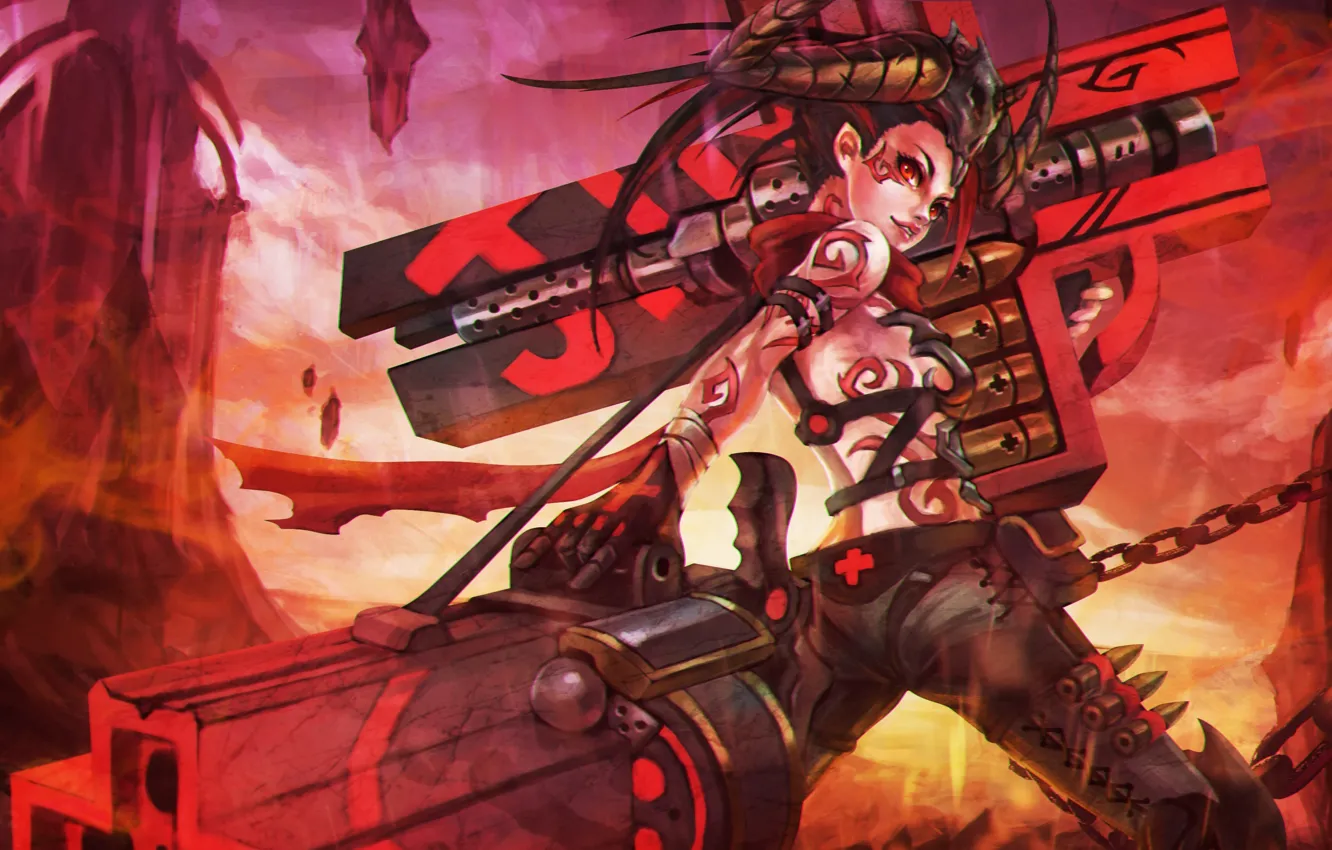 Photo wallpaper League of Legends, Demon Hunter, Jinx, Loose Cannon, Demon Hunter Jinx