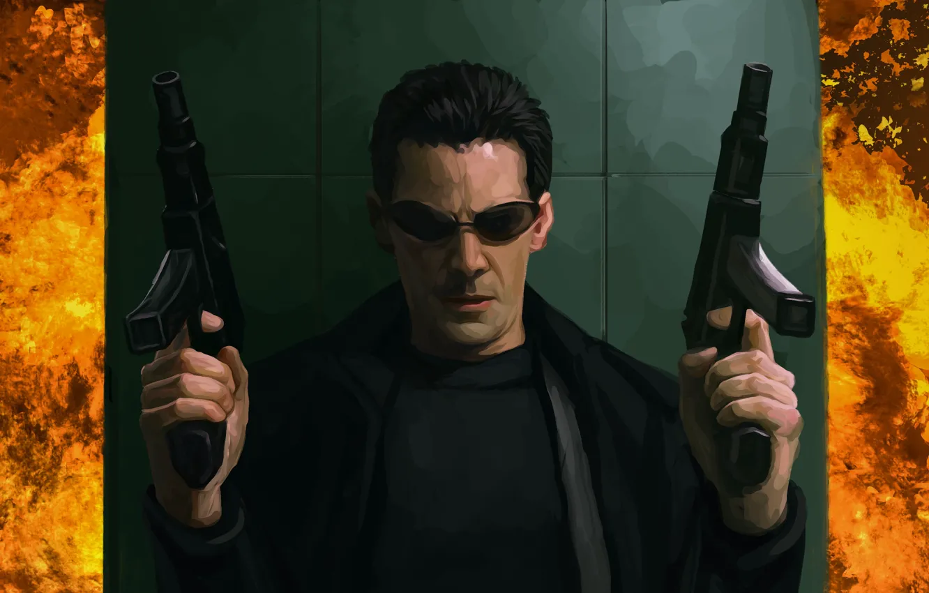 Photo wallpaper matrix, matrix, Neo, Keanu Reeves