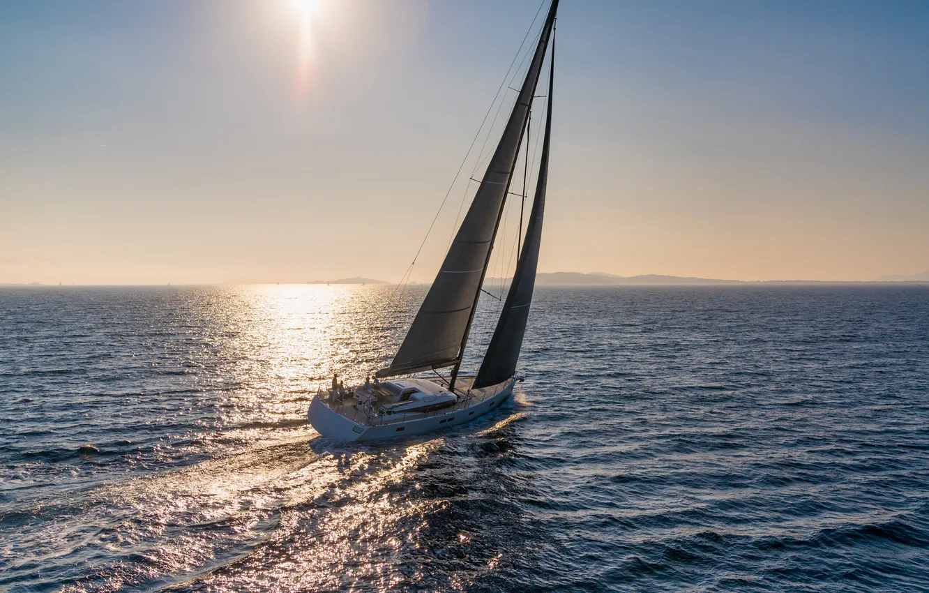 Photo wallpaper sea, the way, movement, romance, coast, yacht, sail, swimming