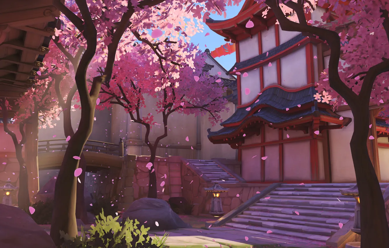 Photo wallpaper Sakura, Overwatch, rarawa
