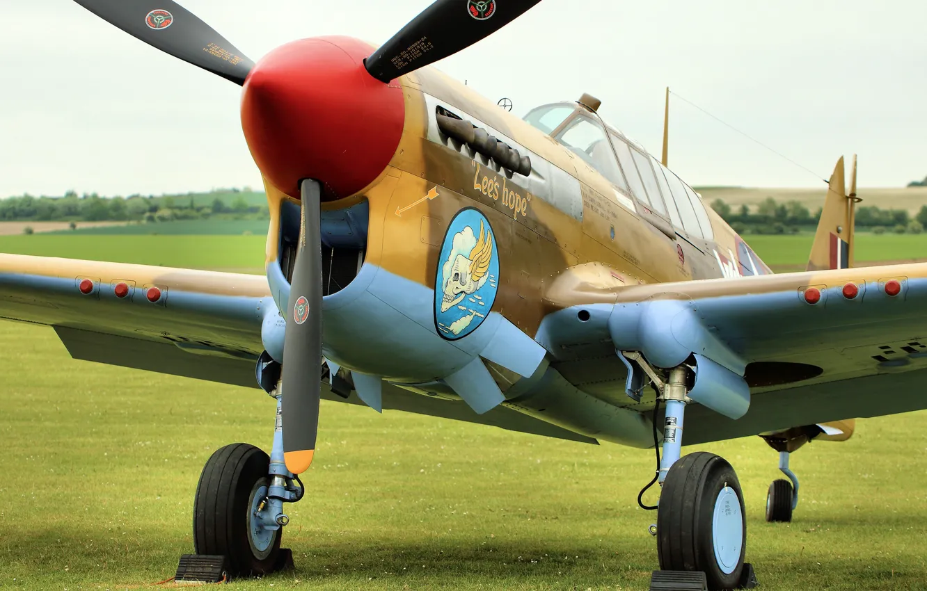Photo wallpaper fighter, the airfield, Warhawk, P-40F