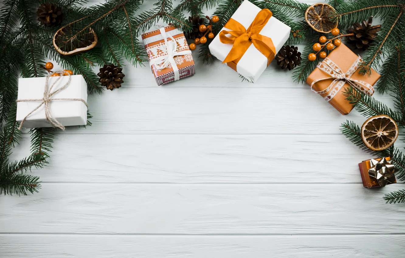 Photo wallpaper holiday, gift, Christmas, wood, New Year, decor, Xmas, gift