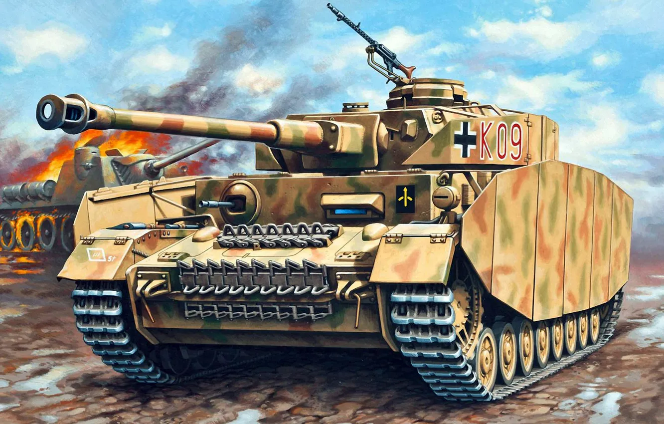 Photo wallpaper figure, art, Panzerkampfwagen IV, T‑IV, German medium tank, Pz.KpfW.IV Ausf.H