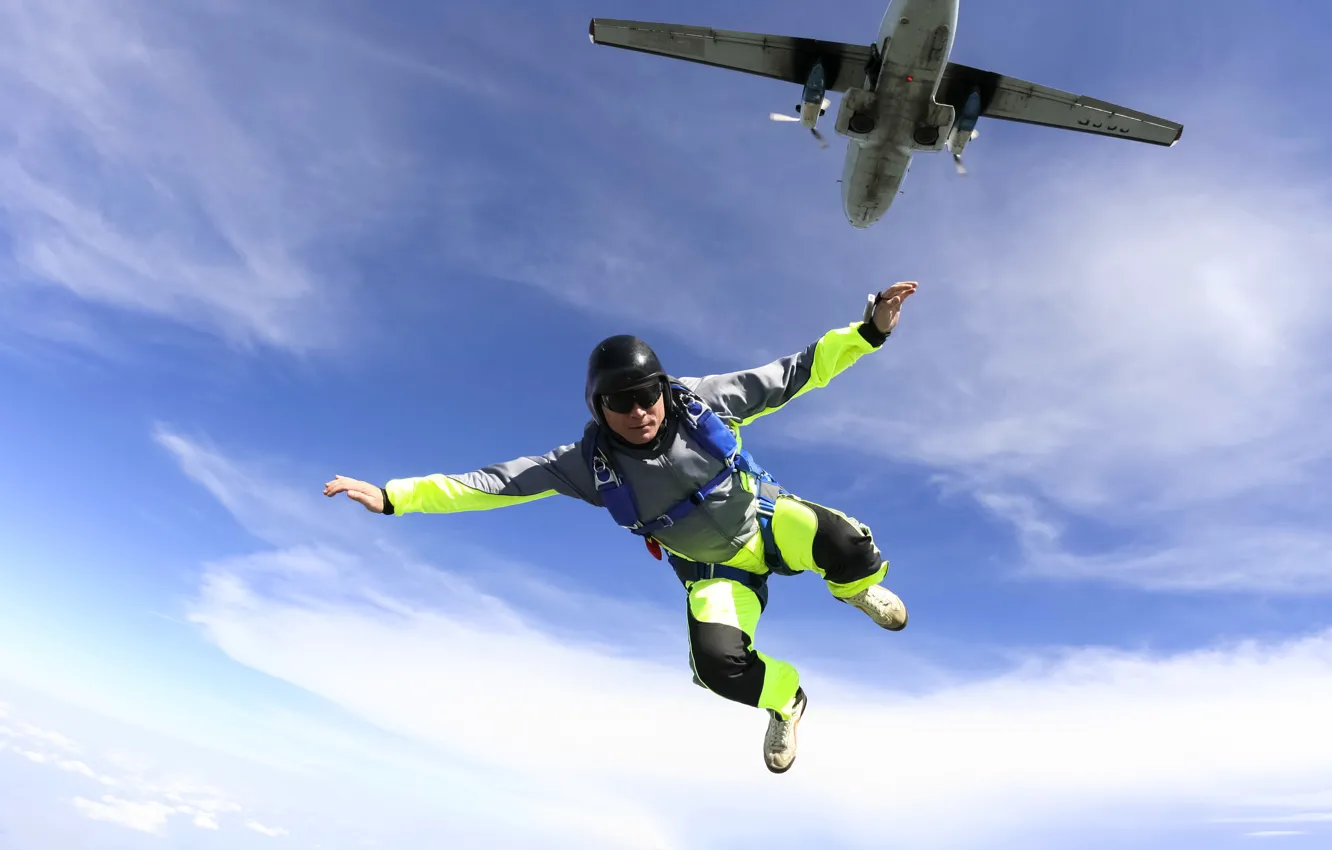 Photo wallpaper photo, sport, the plane, skydivers, ninbo