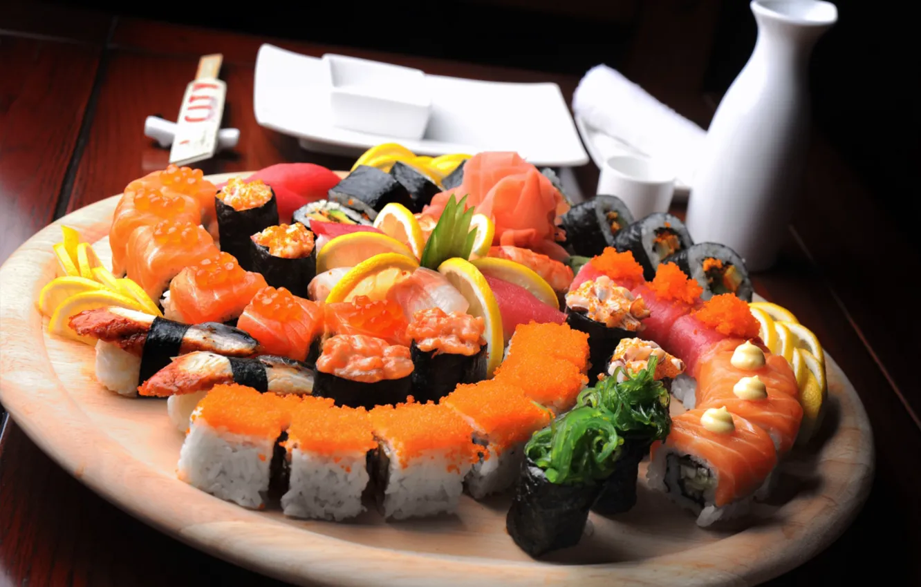 Photo wallpaper figure, rolls, salmon, cuts, Seth