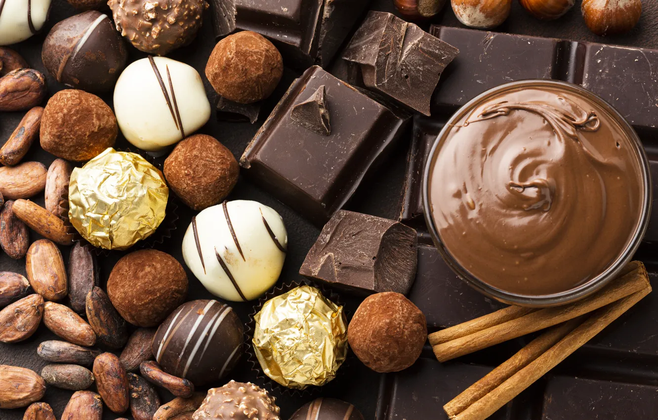 Photo wallpaper tile, chocolate, candy, cinnamon, cream, dessert, sweet