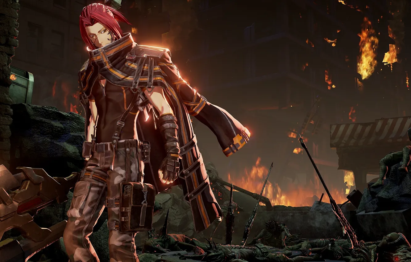 Photo wallpaper the city, lights, guy, Code Vein, Yakumo Shinonome