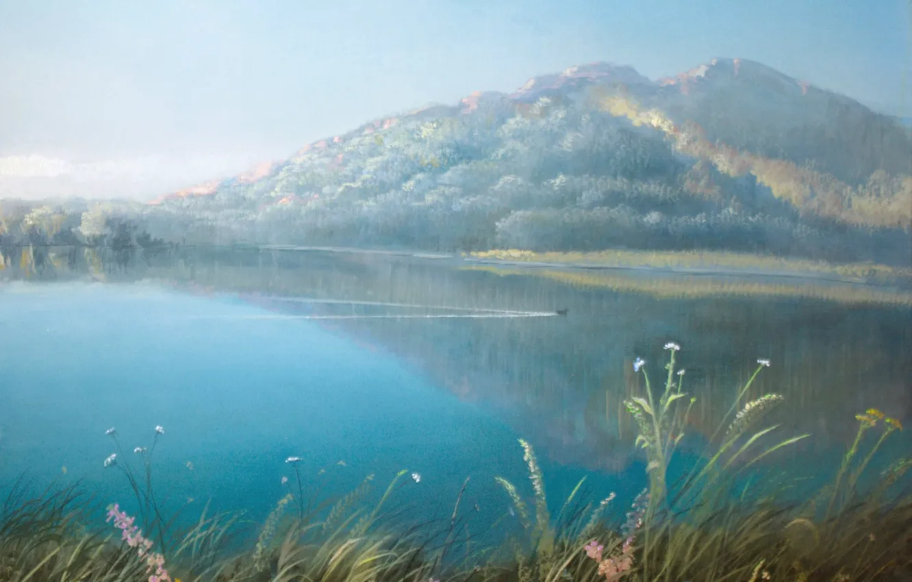 Photo wallpaper landscape, duck, ears, Aibek Begalin, Two thousand thirteen, Morning in Karkaralinsk