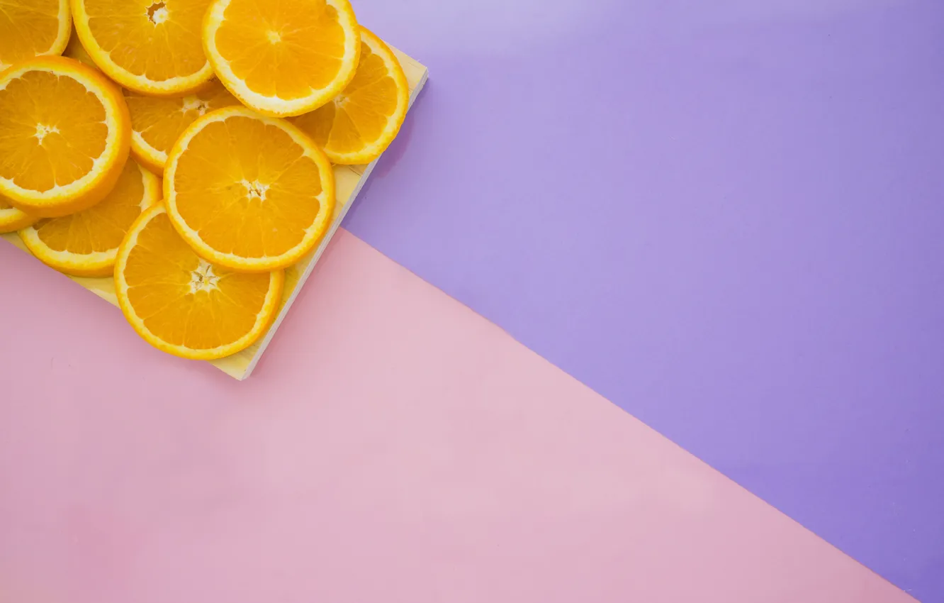 Photo wallpaper purple, background, pink, oranges, citrus