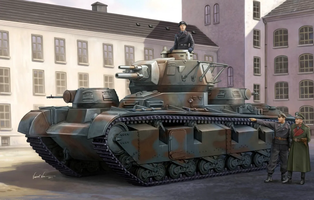 Photo wallpaper figure, art, tank, almost, average, Panzerkampfwagen, used, commercially