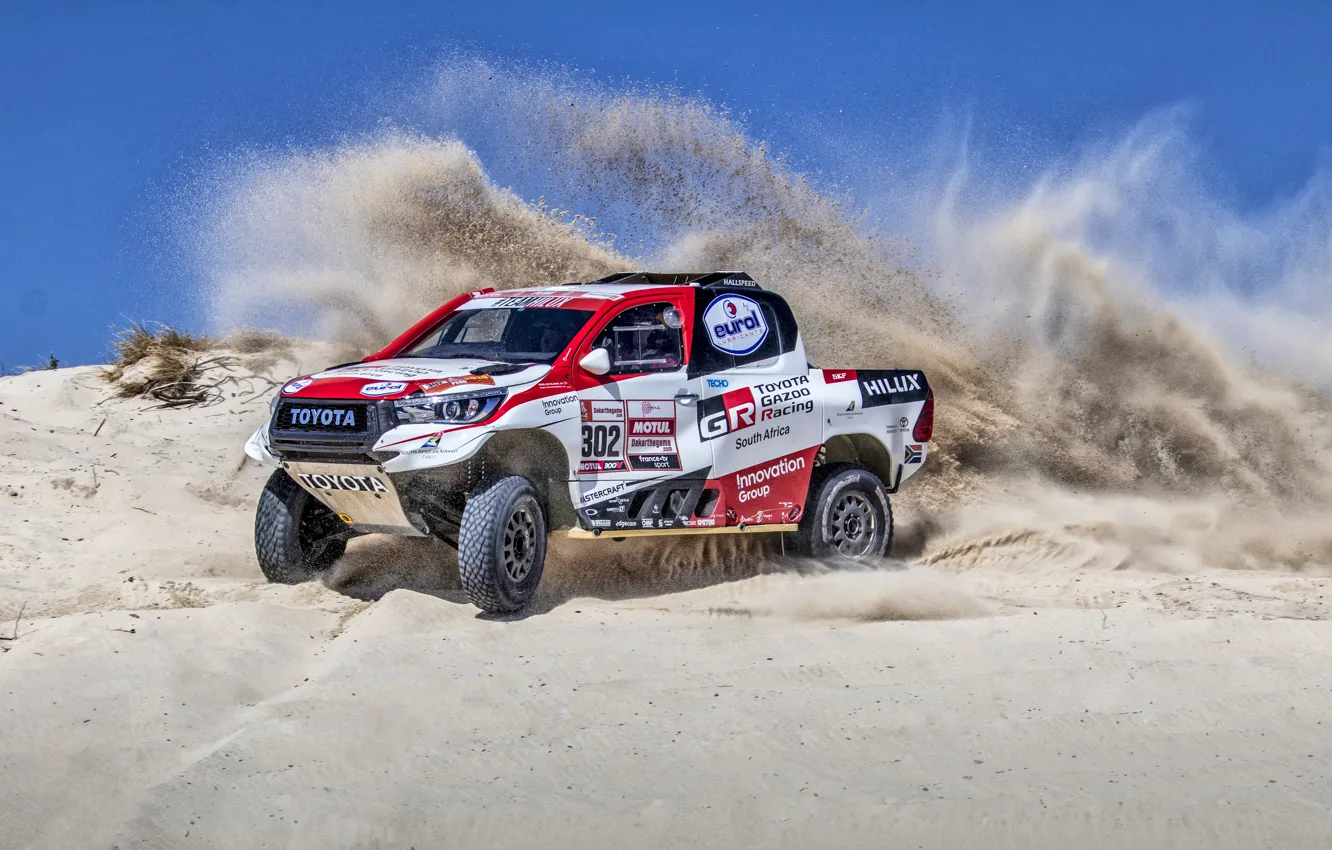 Photo wallpaper Sand, Auto, Sport, Machine, Toyota, Hilux, 302, Rally