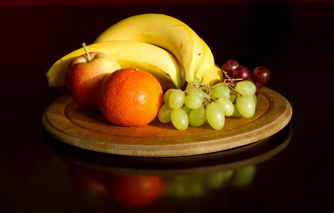 Photo wallpaper Apple, food, grapes, bananas