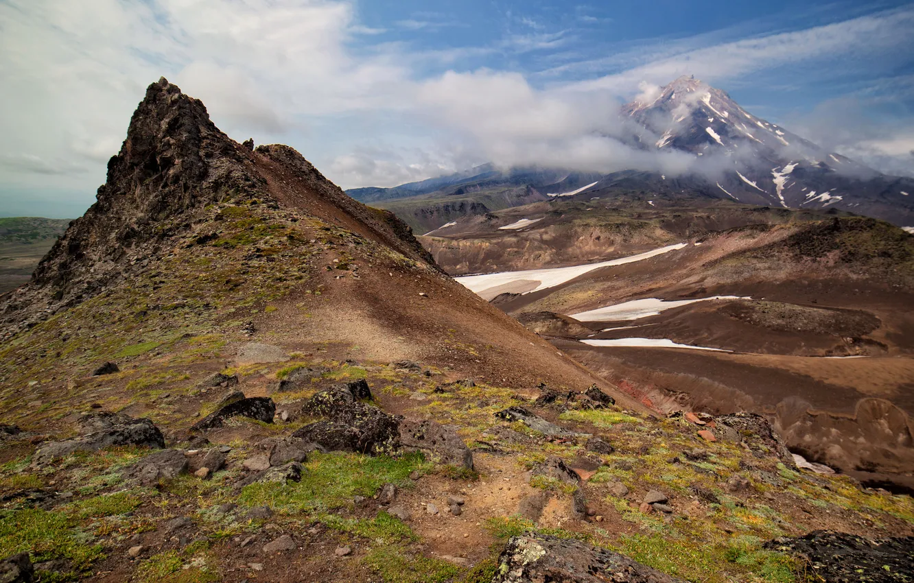 Photo wallpaper mountains, stones, the volcano, Russia, Kamchatka, breed, Kamchatka
