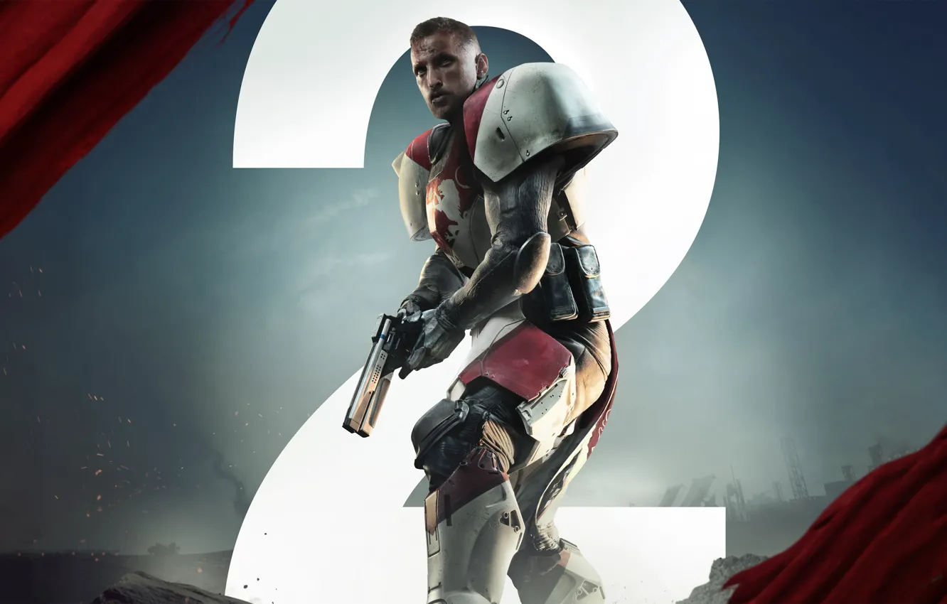 Photo wallpaper gun, pistol, game, armor, lion, man, Destiny, wepon