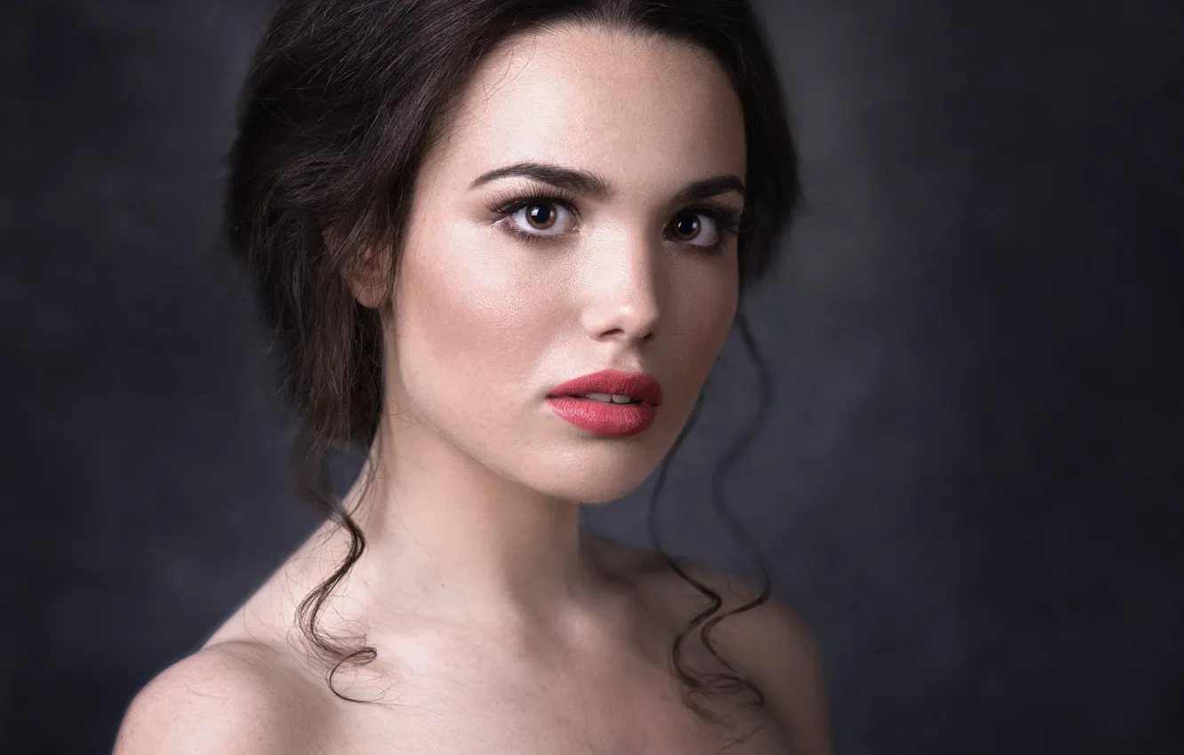 Photo wallpaper look, girl, background, sweetheart, portrait, brunette, hairstyle, the beauty