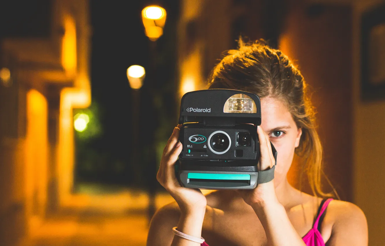 Photo wallpaper eyes, girl, camera, the camera, photographs, relieves